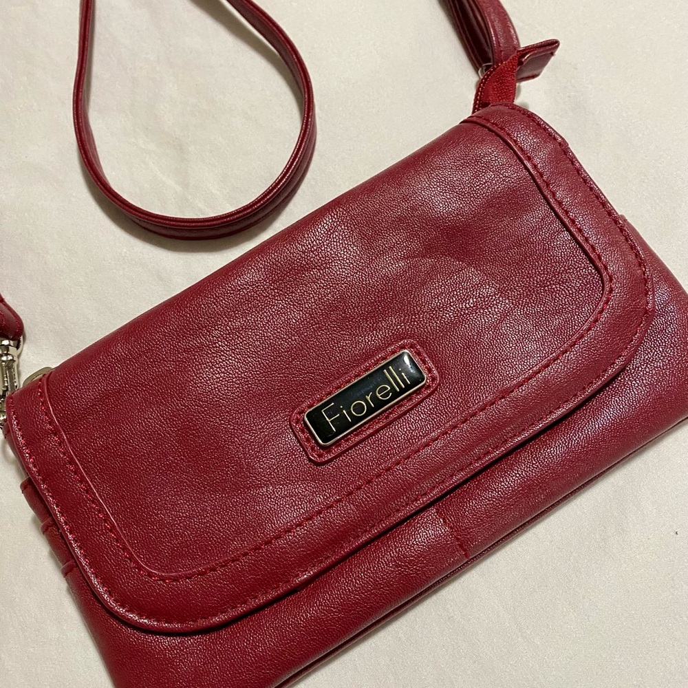 Fiorelli Burgundy Vegan Leather Crossbody Bag Adjustable Strap